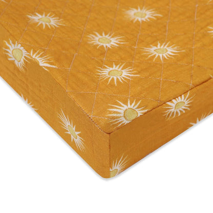 Babyletto Quilted Changing Pad Cover in GOTS Certified Organic Muslin Cotton-Golden Hour - T26937