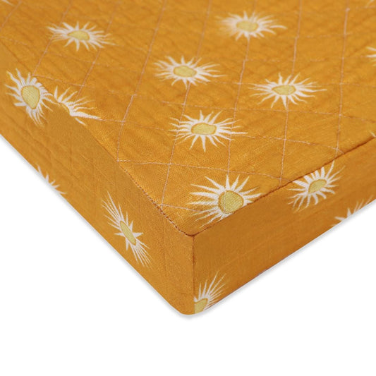 Babyletto Quilted Changing Pad Cover in GOTS Certified Organic Muslin Cotton-Golden Hour - T26937