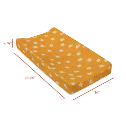 Babyletto Quilted Changing Pad Cover in GOTS Certified Organic Muslin Cotton - Golden Hour - T26937