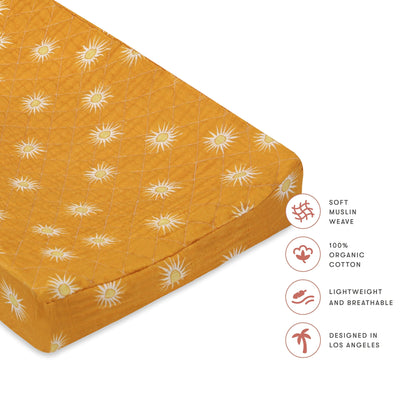 Babyletto Quilted Changing Pad Cover in GOTS Certified Organic Muslin Cotton - Golden Hour - T26937