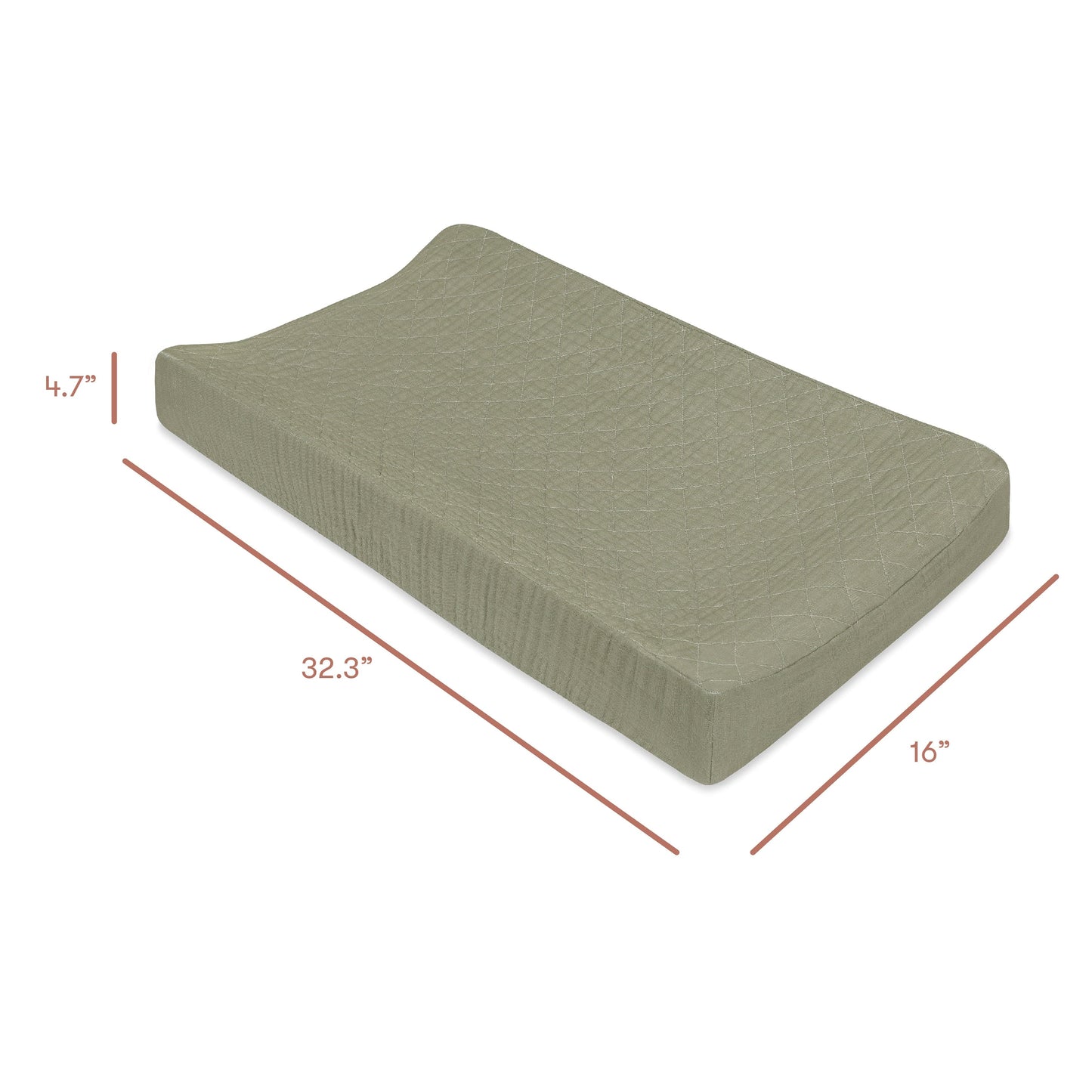 Babyletto Quilted Changing Pad Cover in GOTS Certified Organic Muslin Cotton - Matcha - T29737MCA