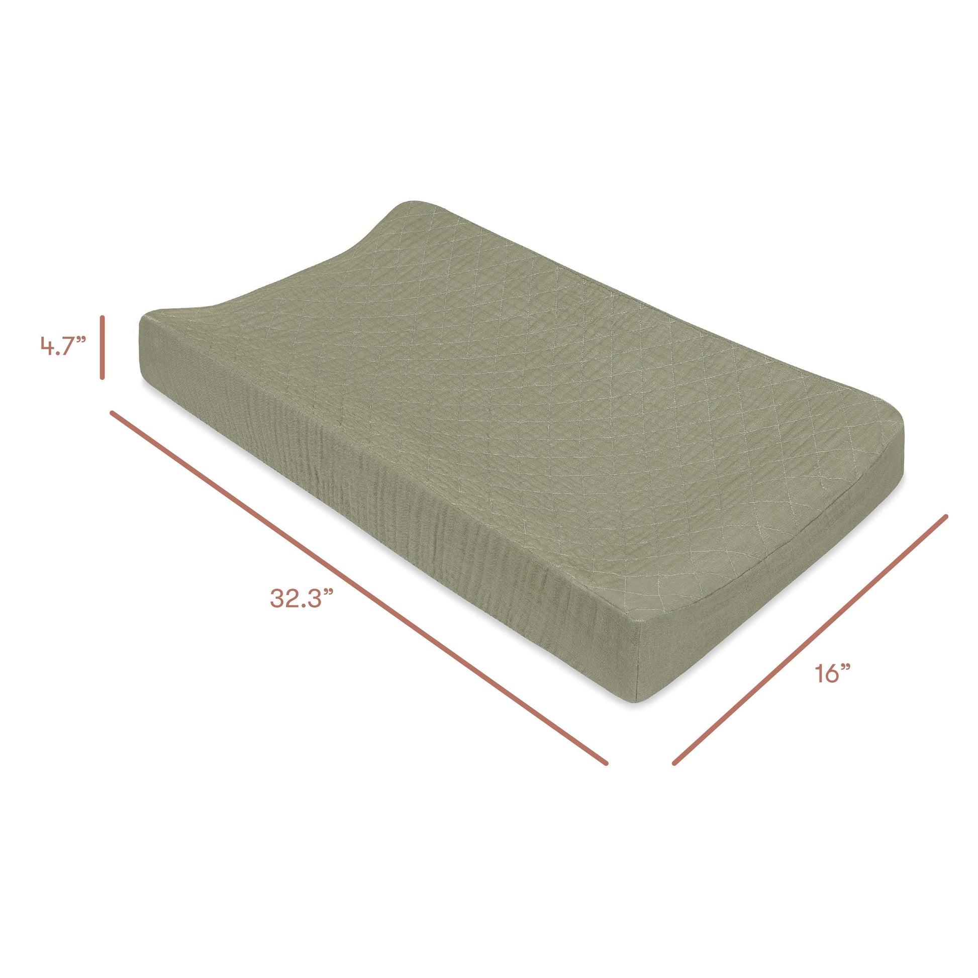 Babyletto Quilted Changing Pad Cover in GOTS Certified Organic Muslin Cotton - Matcha - T29737MCA