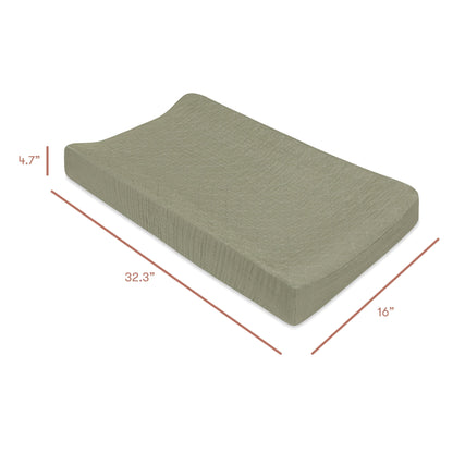 Babyletto Quilted Changing Pad Cover in GOTS Certified Organic Muslin Cotton - Matcha - T29737MCA