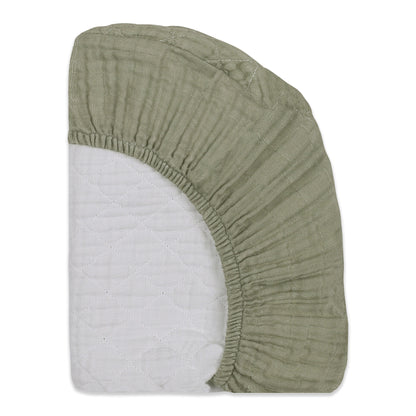 Babyletto Quilted Changing Pad Cover in GOTS Certified Organic Muslin Cotton - Matcha - T29737MCA