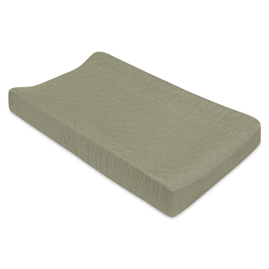 Babyletto Quilted Changing Pad Cover in GOTS Certified Organic Muslin Cotton-Matcha - T29737MCA