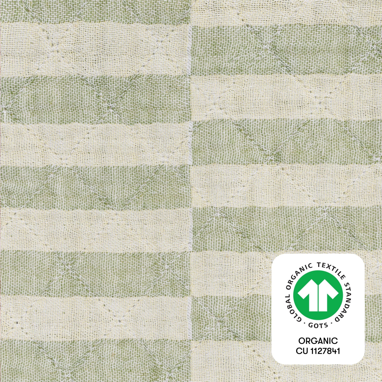 Babyletto Quilted Changing Pad Cover in GOTS Certified Organic Muslin Cotton - Moss Stripe - T30537