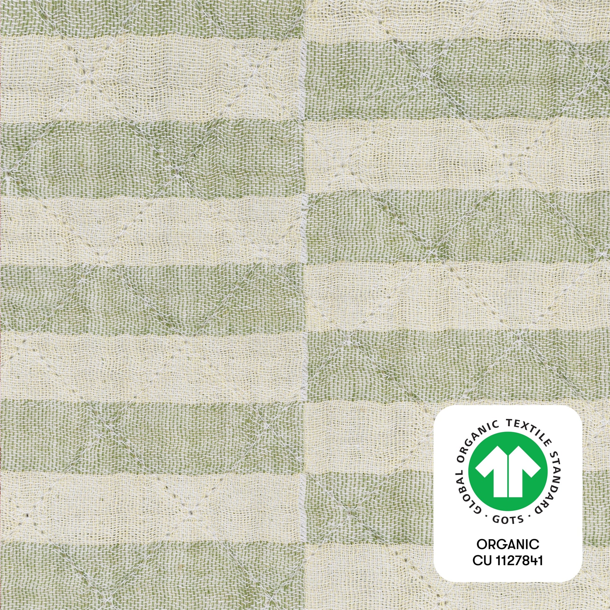 Babyletto Quilted Changing Pad Cover in GOTS Certified Organic Muslin Cotton - Moss Stripe - T30537
