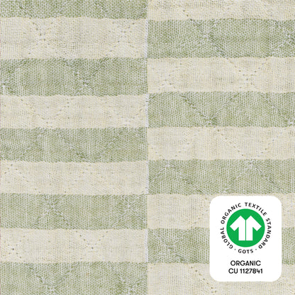 Babyletto Quilted Changing Pad Cover in GOTS Certified Organic Muslin Cotton - Moss Stripe - T30537