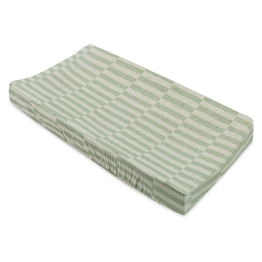 Babyletto Quilted Changing Pad Cover in GOTS Certified Organic Muslin Cotton-Moss Stripe - T30537