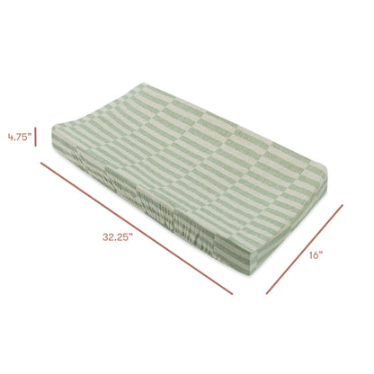 Babyletto Quilted Changing Pad Cover in GOTS Certified Organic Muslin Cotton - Moss Stripe - T30537