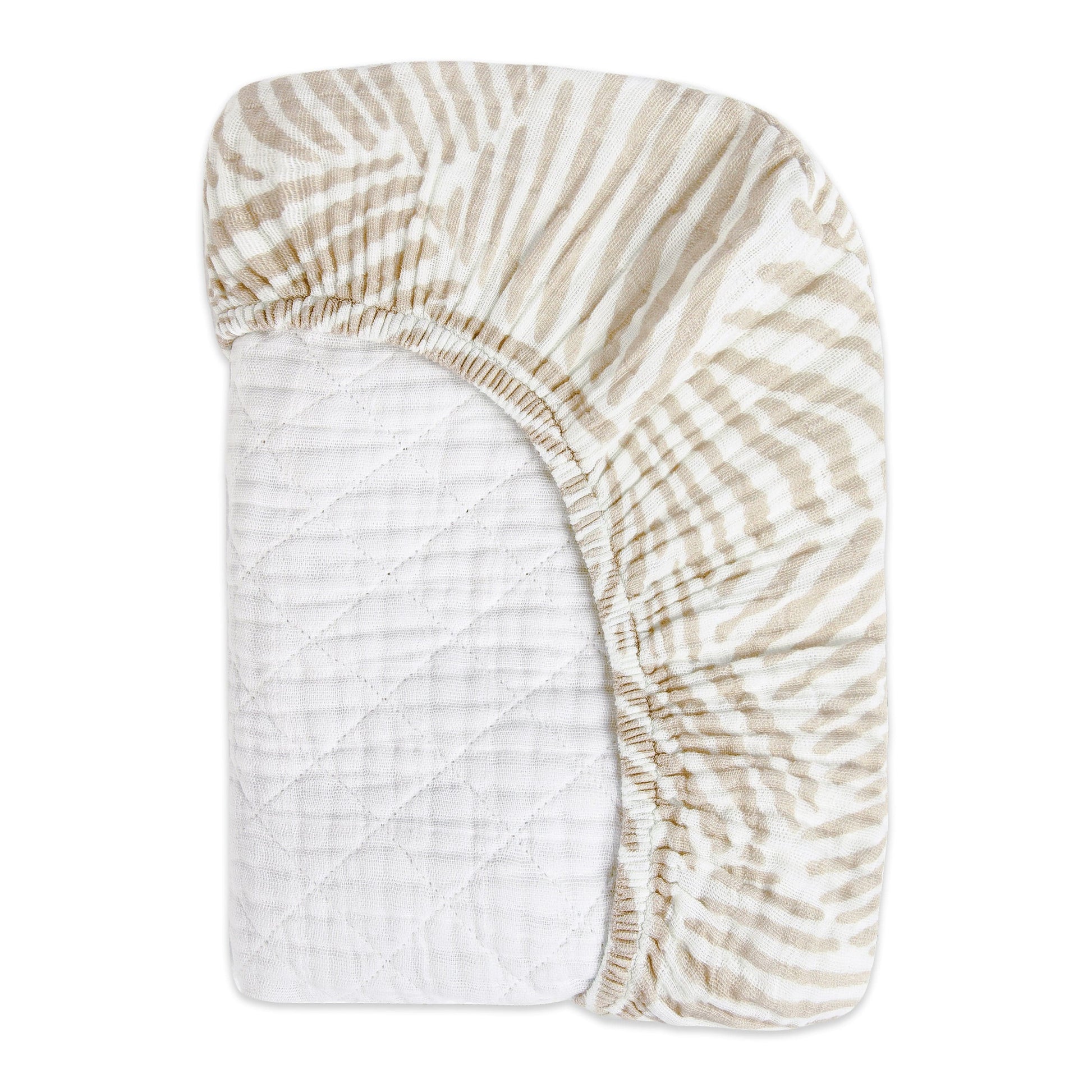 Babyletto Quilted Changing Pad Cover in GOTS Certified Organic Muslin Cotton - Oat Stripe - T29237