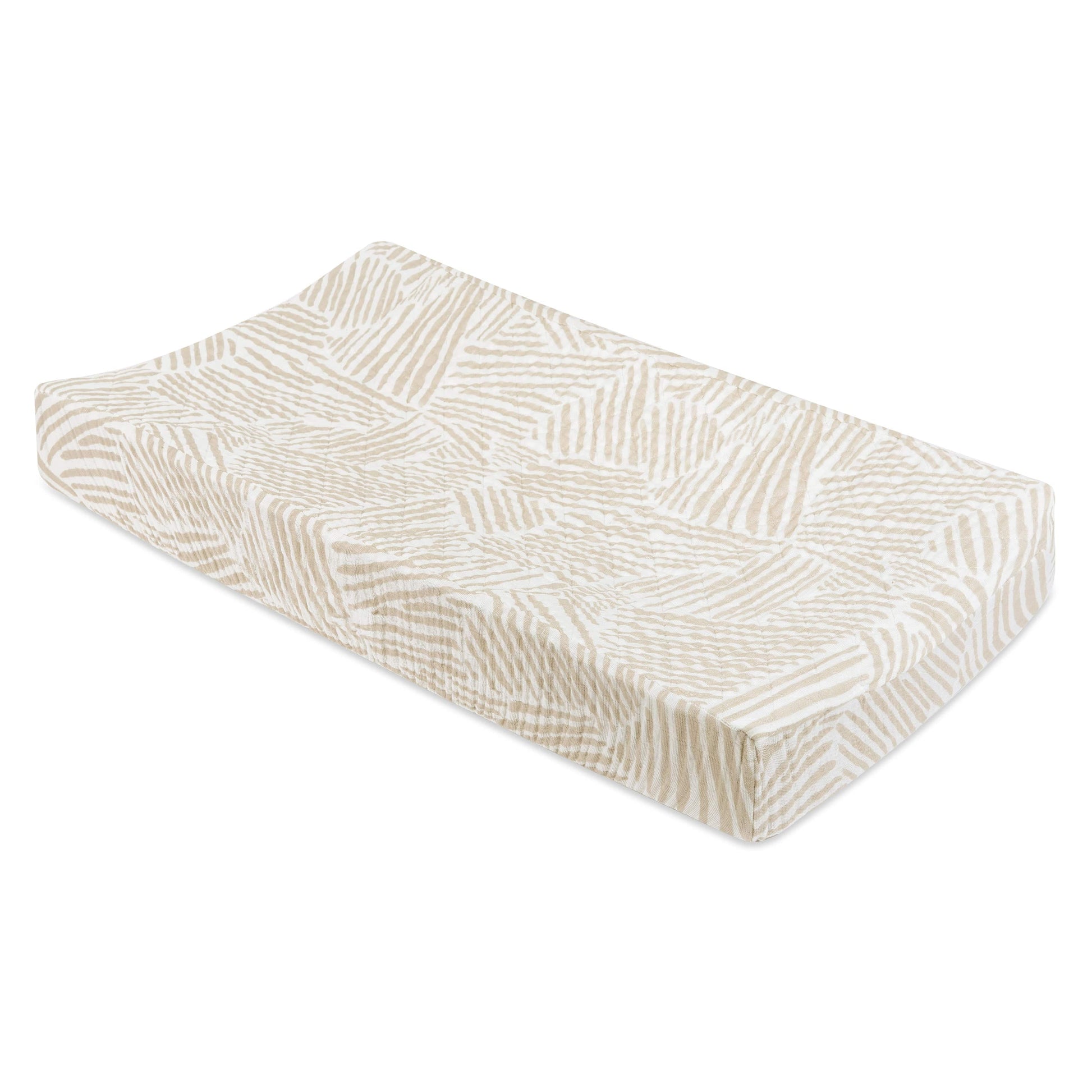 Babyletto Quilted Changing Pad Cover in GOTS Certified Organic Muslin Cotton - Oat Stripe - T29237