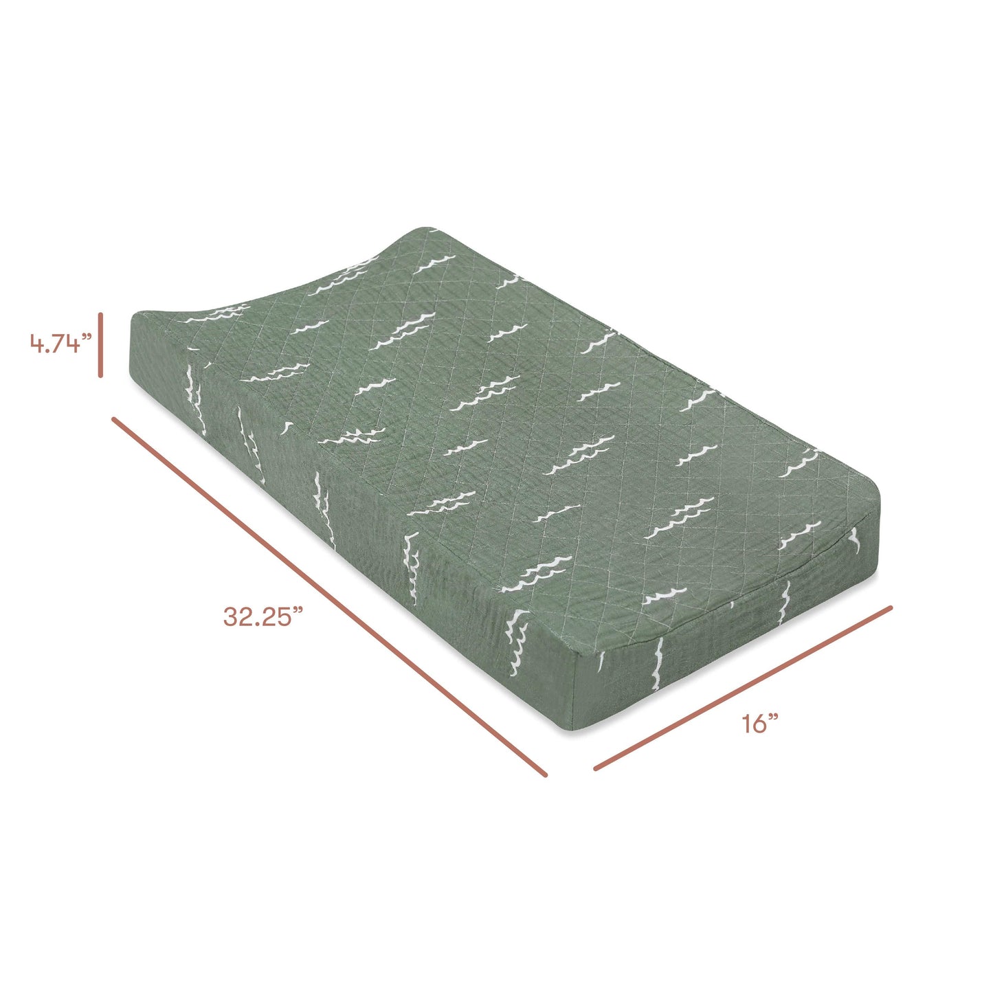 Babyletto Quilted Changing Pad Cover in GOTS Certified Organic Muslin Cotton - Ocean Waves - T27137