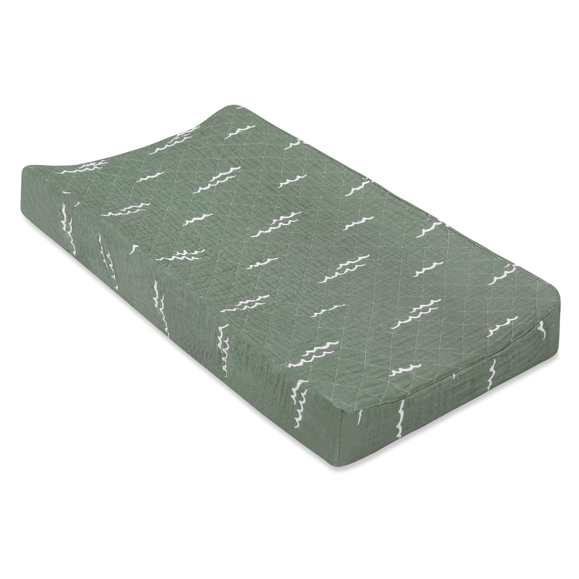 Babyletto Quilted Changing Pad Cover in GOTS Certified Organic Muslin Cotton - Ocean Waves - T27137