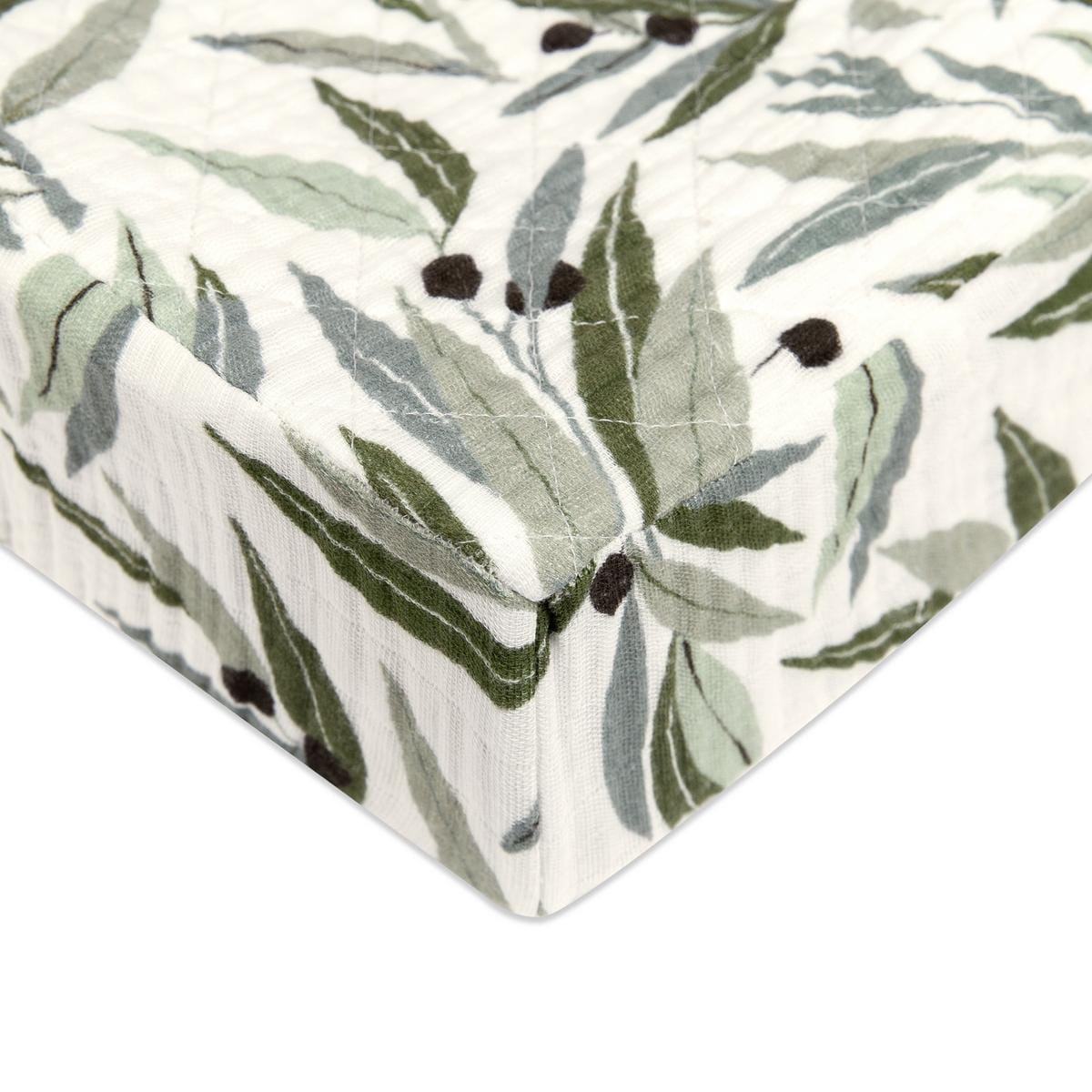 Babyletto Quilted Changing Pad Cover in GOTS Certified Organic Muslin Cotton-Olive Branches - T28237