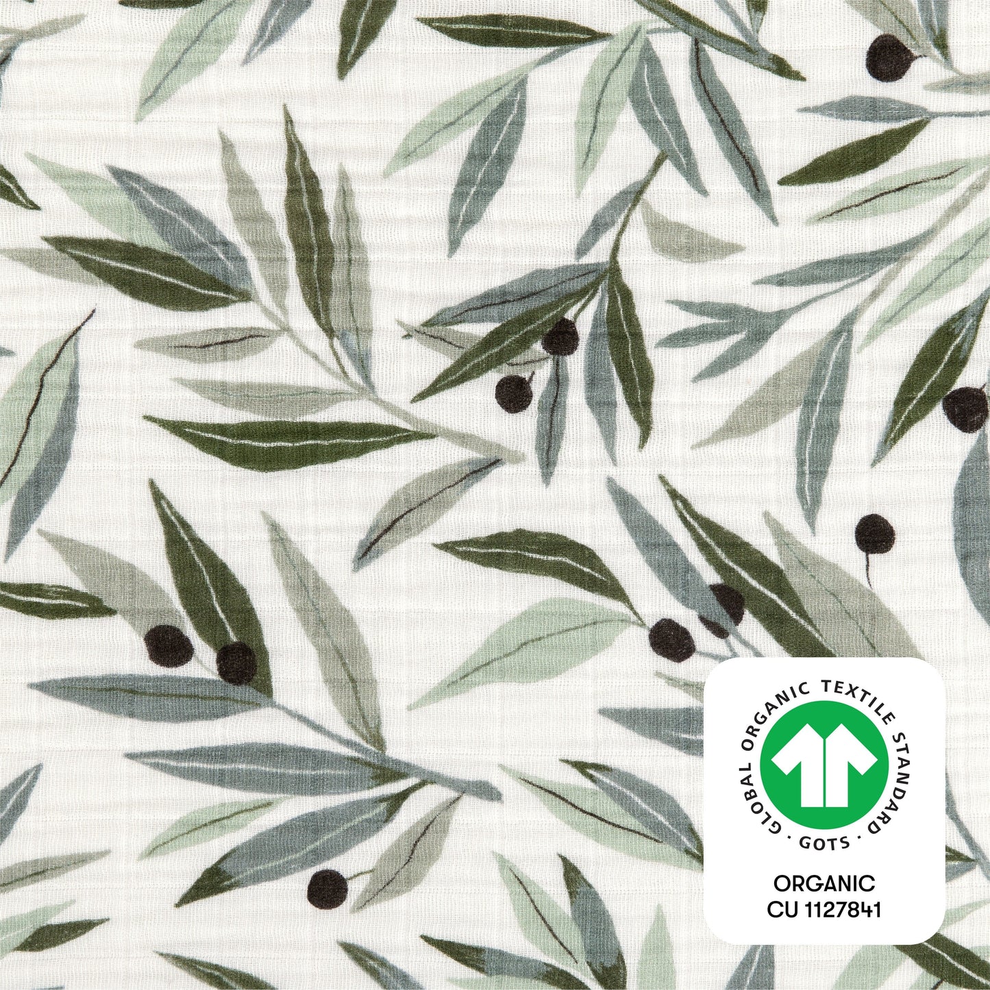Babyletto Quilted Changing Pad Cover in GOTS Certified Organic Muslin Cotton - Olive Branches - T28237