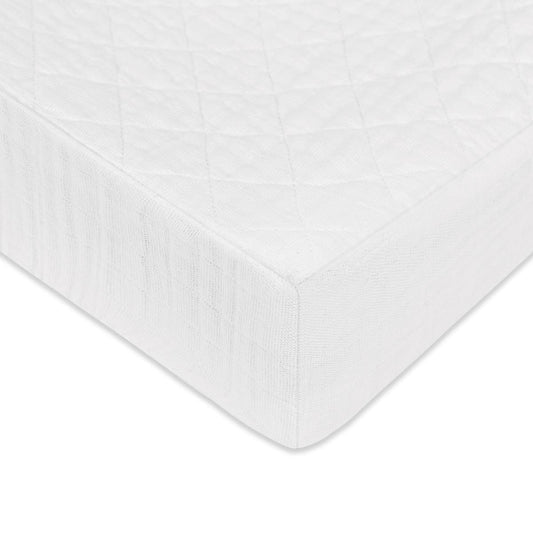 Babyletto Quilted Changing Pad Cover in GOTS Certified Organic Muslin Cotton-White - T29437