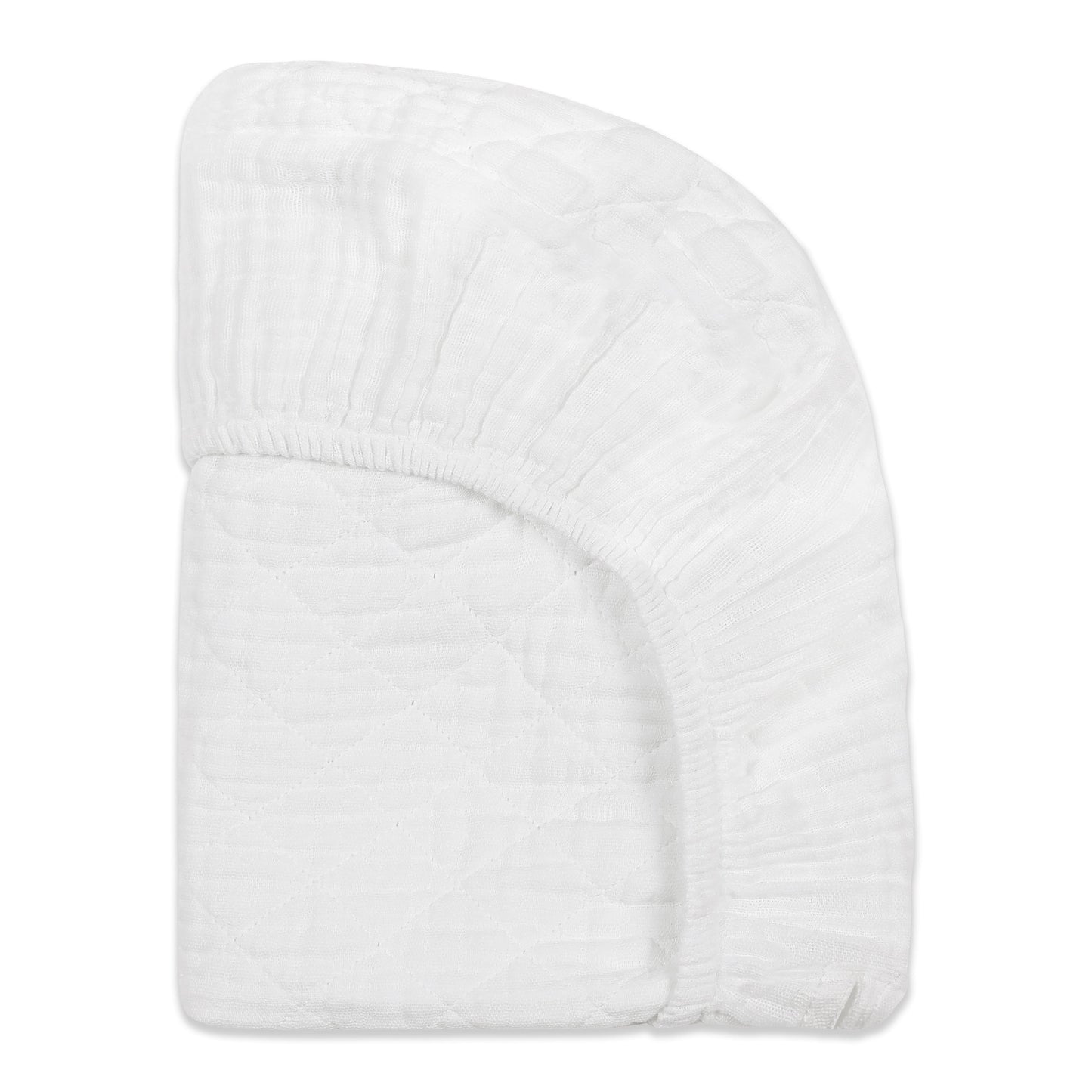 Babyletto Quilted Changing Pad Cover in GOTS Certified Organic Muslin Cotton - White - T29437
