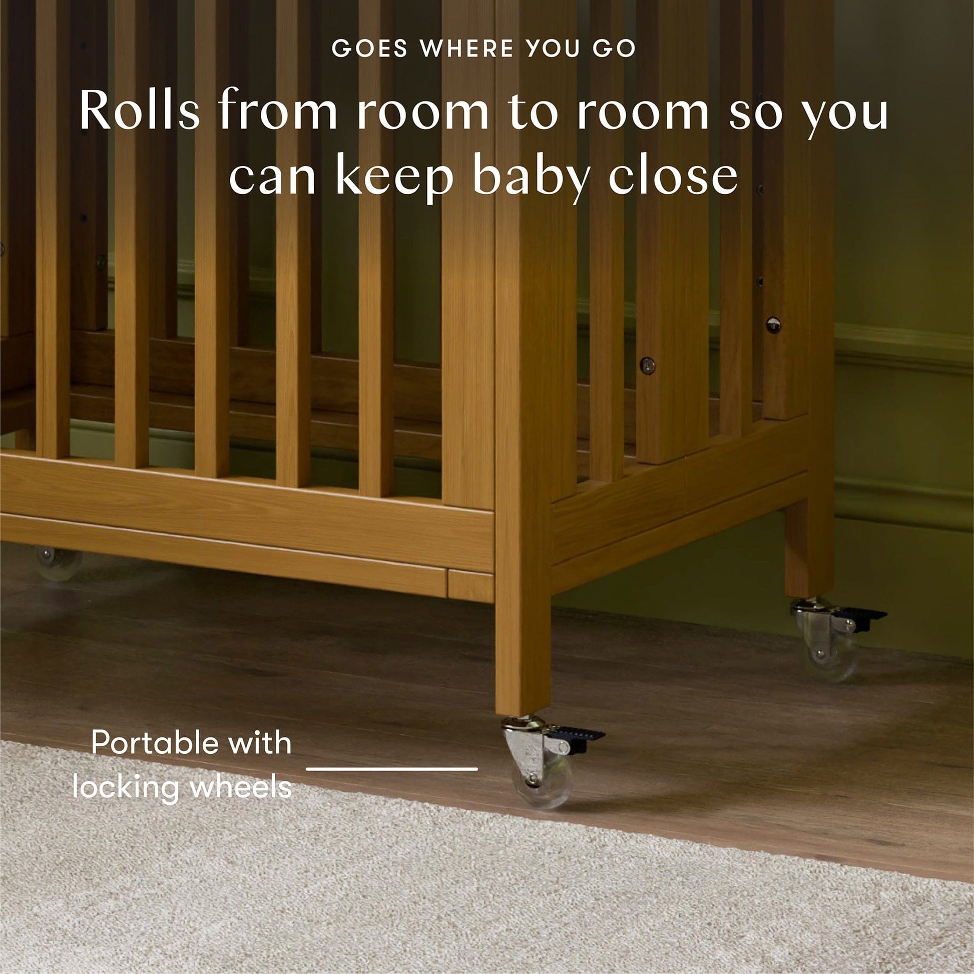 Babyletto Rolli 9-in-1 Convertible All-Stages Crib with Bassinet & Toddler Bed Conversion Kits - Honey - M30880HY