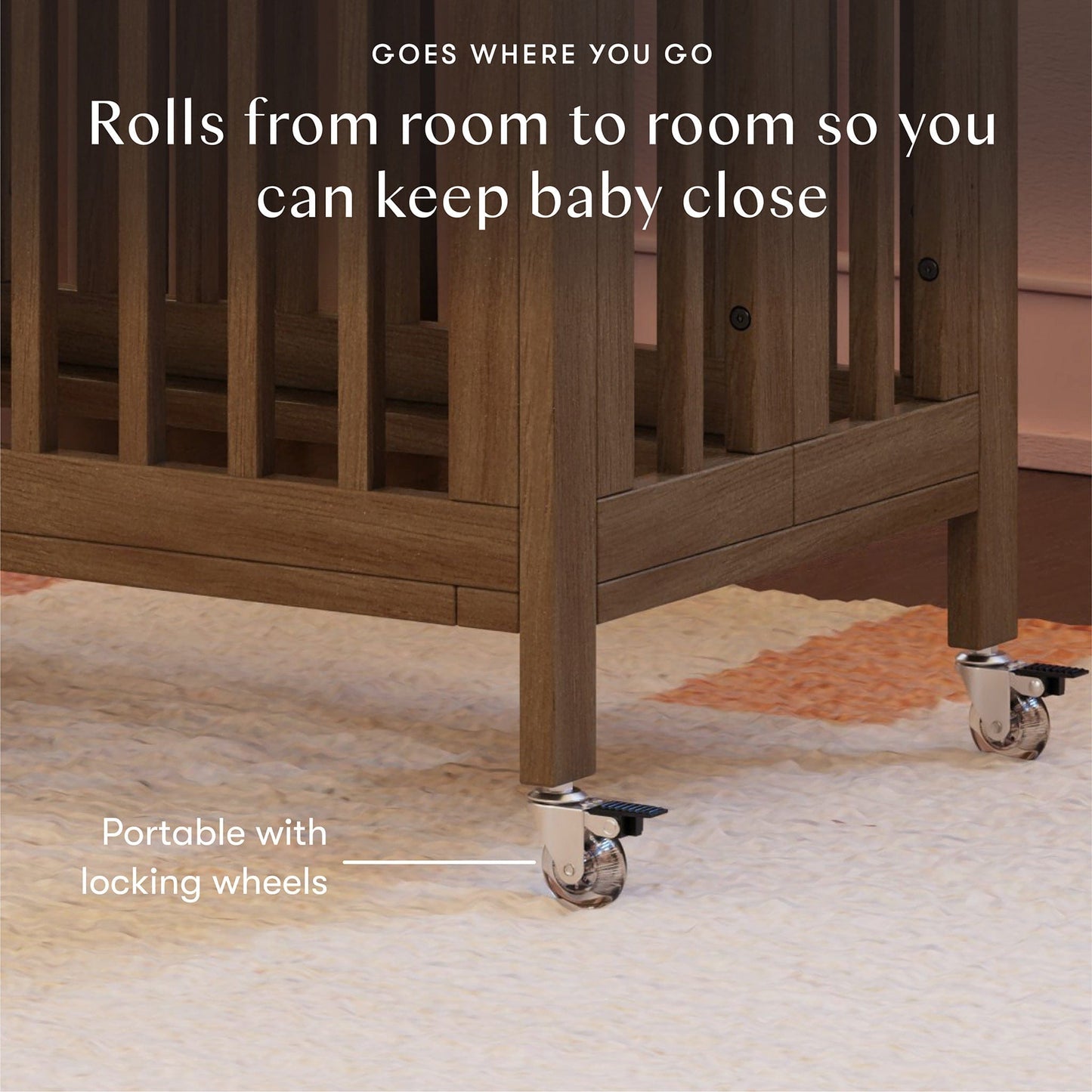 Babyletto Rolli 9-in-1 Convertible All-Stages Crib with Bassinet & Toddler Bed Conversion Kits - Natural Walnut - M30880NL