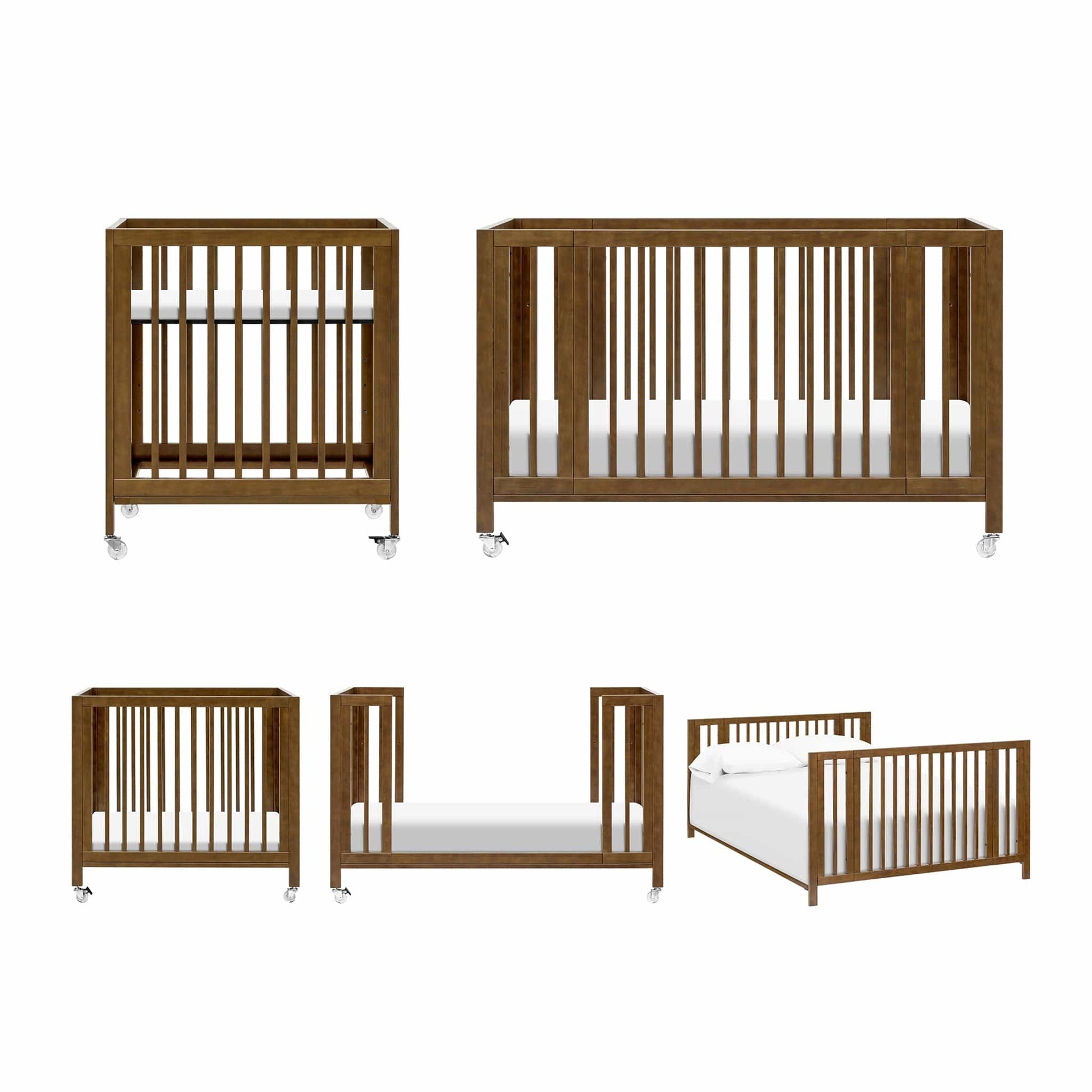 Babyletto Rolli 9-in-1 Convertible All-Stages Crib with Bassinet & Toddler Bed Conversion Kits - Natural Walnut - M30880NL