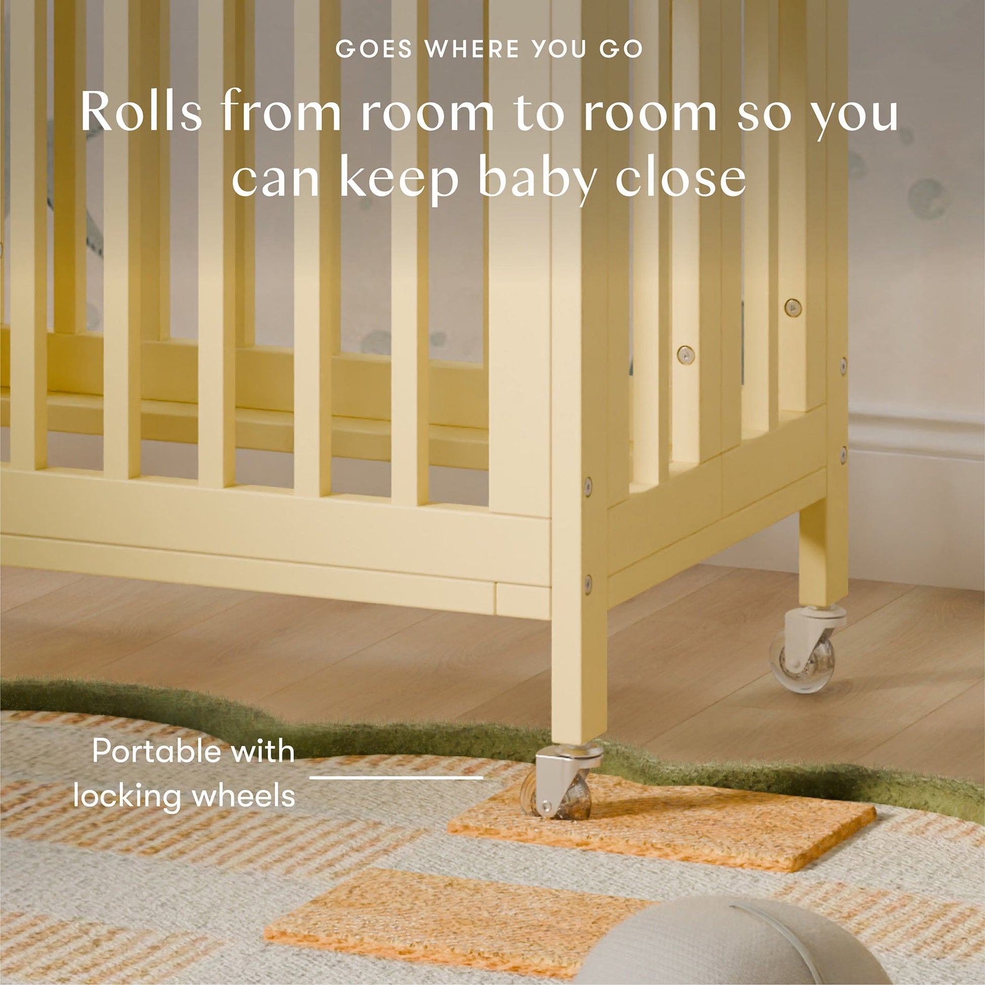 Babyletto Rolli 9-in-1 Convertible All-Stages Crib with Bassinet & Toddler Bed Conversion Kits - Pale Yellow - M30880PY