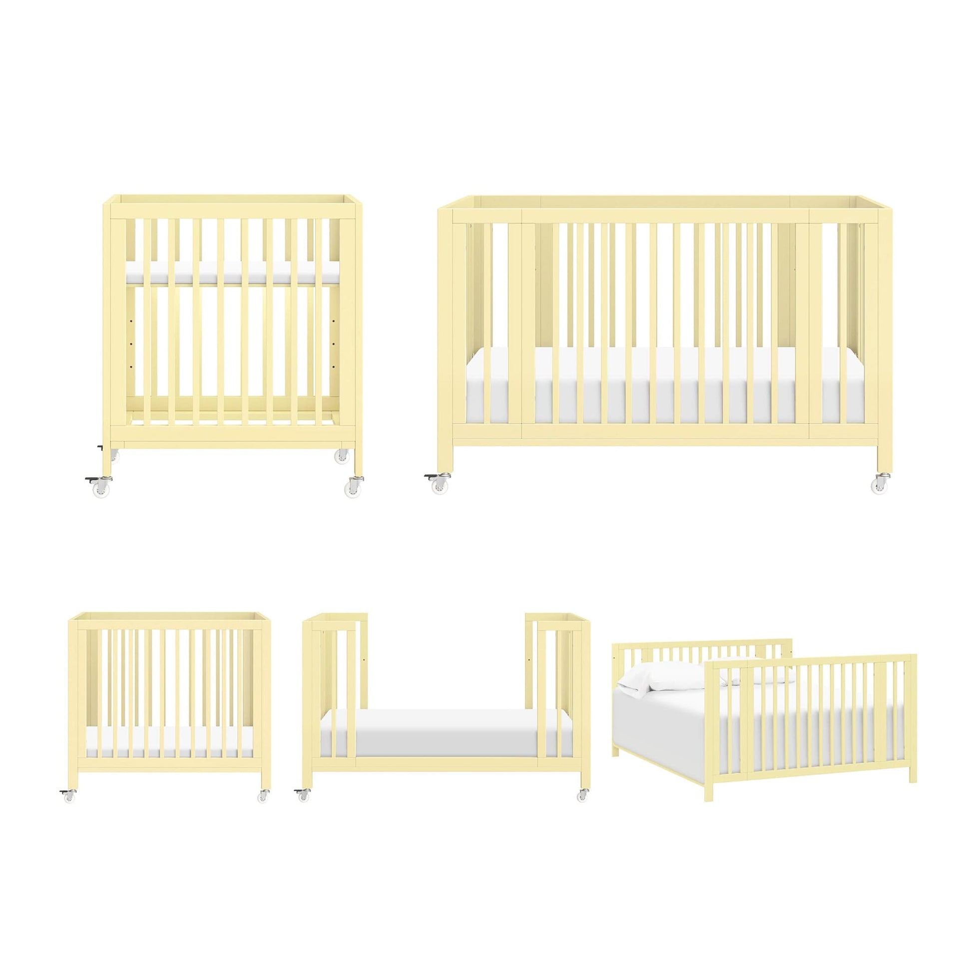 Babyletto Rolli 9-in-1 Convertible All-Stages Crib with Bassinet & Toddler Bed Conversion Kits - Pale Yellow - M30880PY