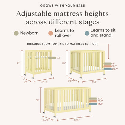 Babyletto Rolli 9-in-1 Convertible All-Stages Crib with Bassinet & Toddler Bed Conversion Kits - Pale Yellow - M30880PY