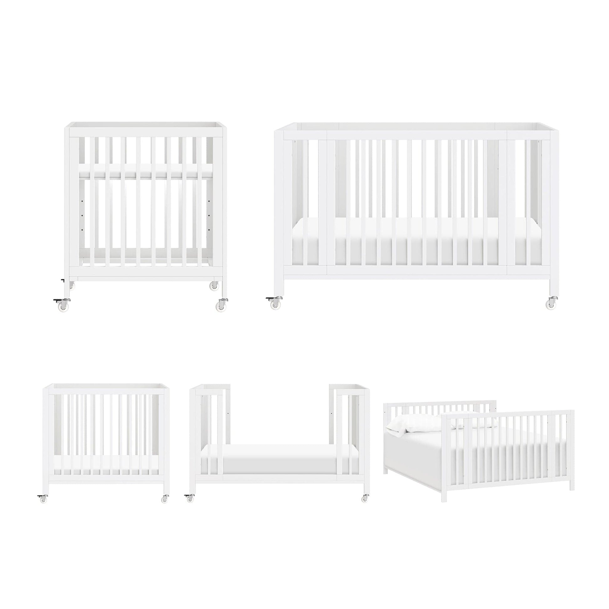 Babyletto Rolli 9-in-1 Convertible All-Stages Crib with Bassinet & Toddler Bed Conversion Kits - White - M30880W