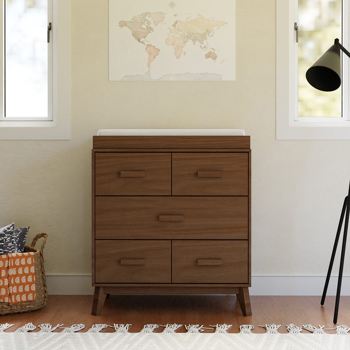 Babyletto Scoot 3-Drawer Changer Dresser w/Removable Changing Tray - Natural Walnut - M5823NL