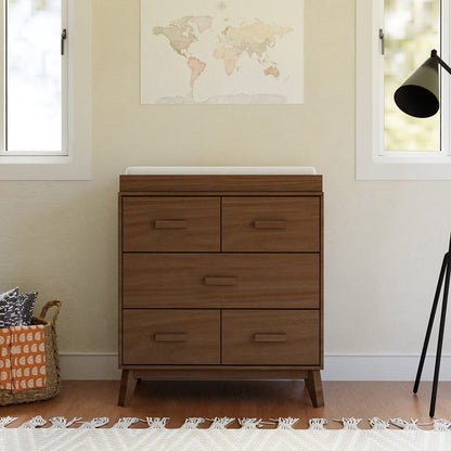 Babyletto Scoot 3-Drawer Changer Dresser w/Removable Changing Tray - Natural Walnut - M5823NL