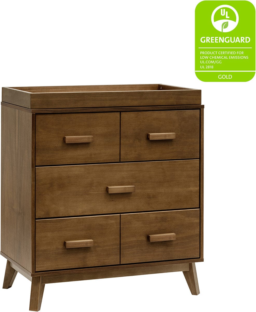 Babyletto Scoot 3-Drawer Changer Dresser w/Removable Changing Tray - Natural Walnut - M5823NL