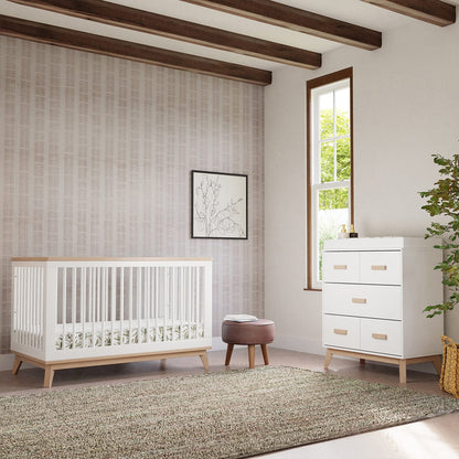 Babyletto Scoot 3-Drawer Changer Dresser w/Removable Changing Tray - White / Washed Natural - M5823WNX