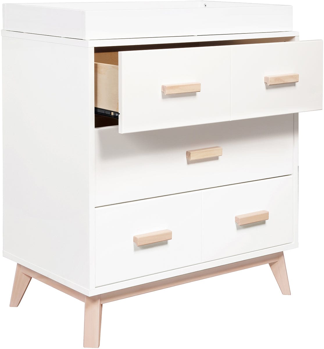 Babyletto Scoot 3-Drawer Changer Dresser w/Removable Changing Tray - White / Washed Natural - M5823WNX