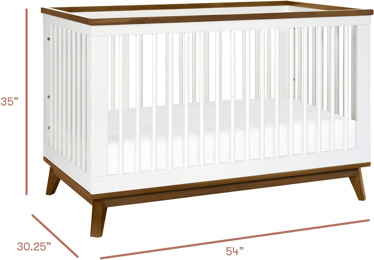 Babyletto Scoot 3-in-1 Convertible Crib w/Toddler Bed Conversion Kit - White / Natural Walnut - M5801WNL