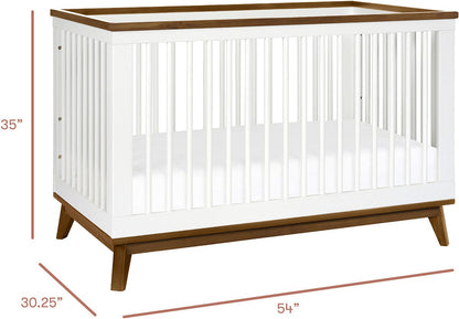 Babyletto Scoot 3-in-1 Convertible Crib w/Toddler Bed Conversion Kit - White / Natural Walnut - M5801WNL