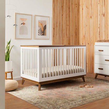 Babyletto Scoot 3-in-1 Convertible Crib w/Toddler Bed Conversion Kit - White / Natural Walnut - M5801WNL