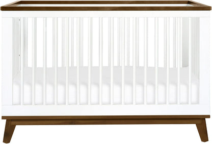 Babyletto Scoot 3-in-1 Convertible Crib w/Toddler Bed Conversion Kit - White / Natural Walnut - M5801WNL