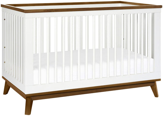 Babyletto Scoot 3-in-1 Convertible Crib w/Toddler Bed Conversion Kit - White / Natural Walnut - M5801WNL