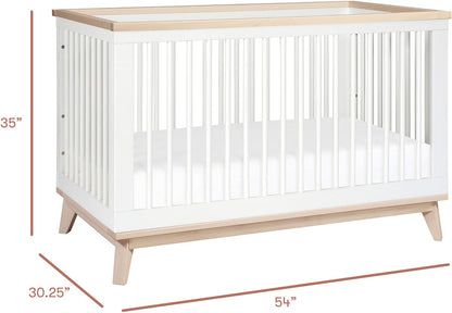 Babyletto Scoot 3-in-1 Convertible Crib w/Toddler Bed Conversion Kit - White / Washed Natural - M5801WNX