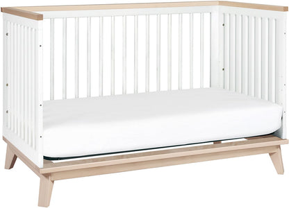 Babyletto Scoot 3-in-1 Convertible Crib w/Toddler Bed Conversion Kit - White / Washed Natural - M5801WNX