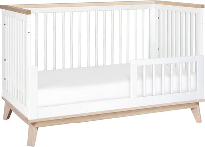 Babyletto Scoot 3-in-1 Convertible Crib w/Toddler Bed Conversion Kit - White / Washed Natural - M5801WNX