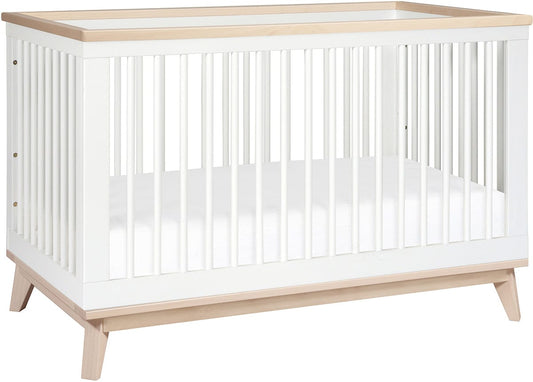 Babyletto Scoot 3-in-1 Convertible Crib w/Toddler Bed Conversion Kit - White / Washed Natural - M5801WNX