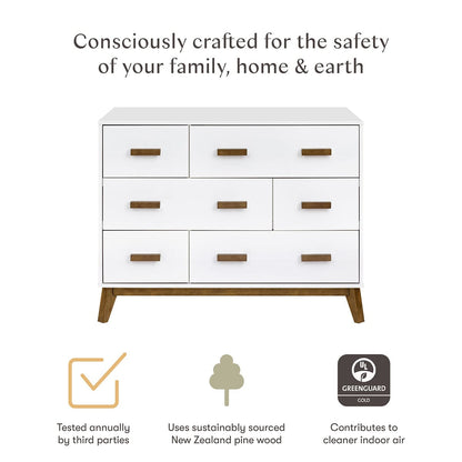 Babyletto Scoot 6-Drawer Dresser - White / Natural Walnut - M5826WNL