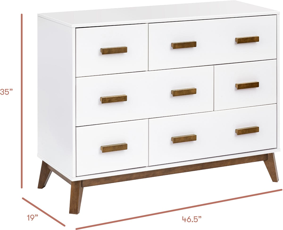 Babyletto Scoot 6-Drawer Dresser - White / Natural Walnut - M5826WNL