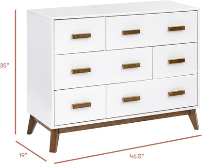 Babyletto Scoot 6-Drawer Dresser - White / Natural Walnut - M5826WNL