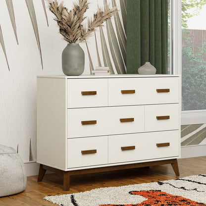 Babyletto Scoot 6-Drawer Dresser - White / Natural Walnut - M5826WNL