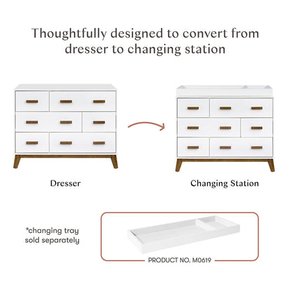 Babyletto Scoot 6-Drawer Dresser - White / Natural Walnut - M5826WNL