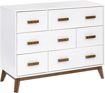 Babyletto Scoot 6-Drawer Dresser - White / Natural Walnut - M5826WNL