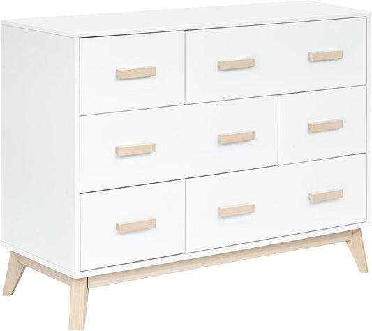 Babyletto Scoot 6-Drawer Dresser - White / Washed Natural - M5826WNX
